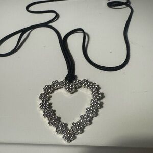 Wild Fable Black Cord Silver Heart Necklace